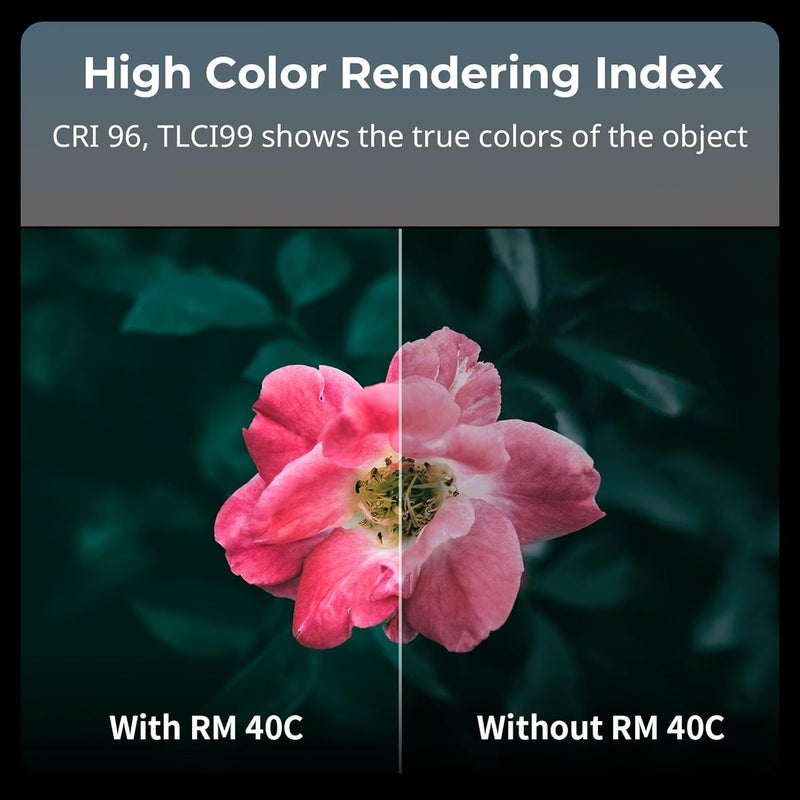 SMALLRIG RM 40C مصباح فيديو LED صغير RGB، بطارية 4800mAh، شاشة LCD، ضوء كاميرا محمول لمبدعي محتوى تيك توك ويوتيوب، هدايا المصورين، 2500K-10000K CRI 96 TLCI 99، قاعدة مغناطيسية - 5359 - Image 5
